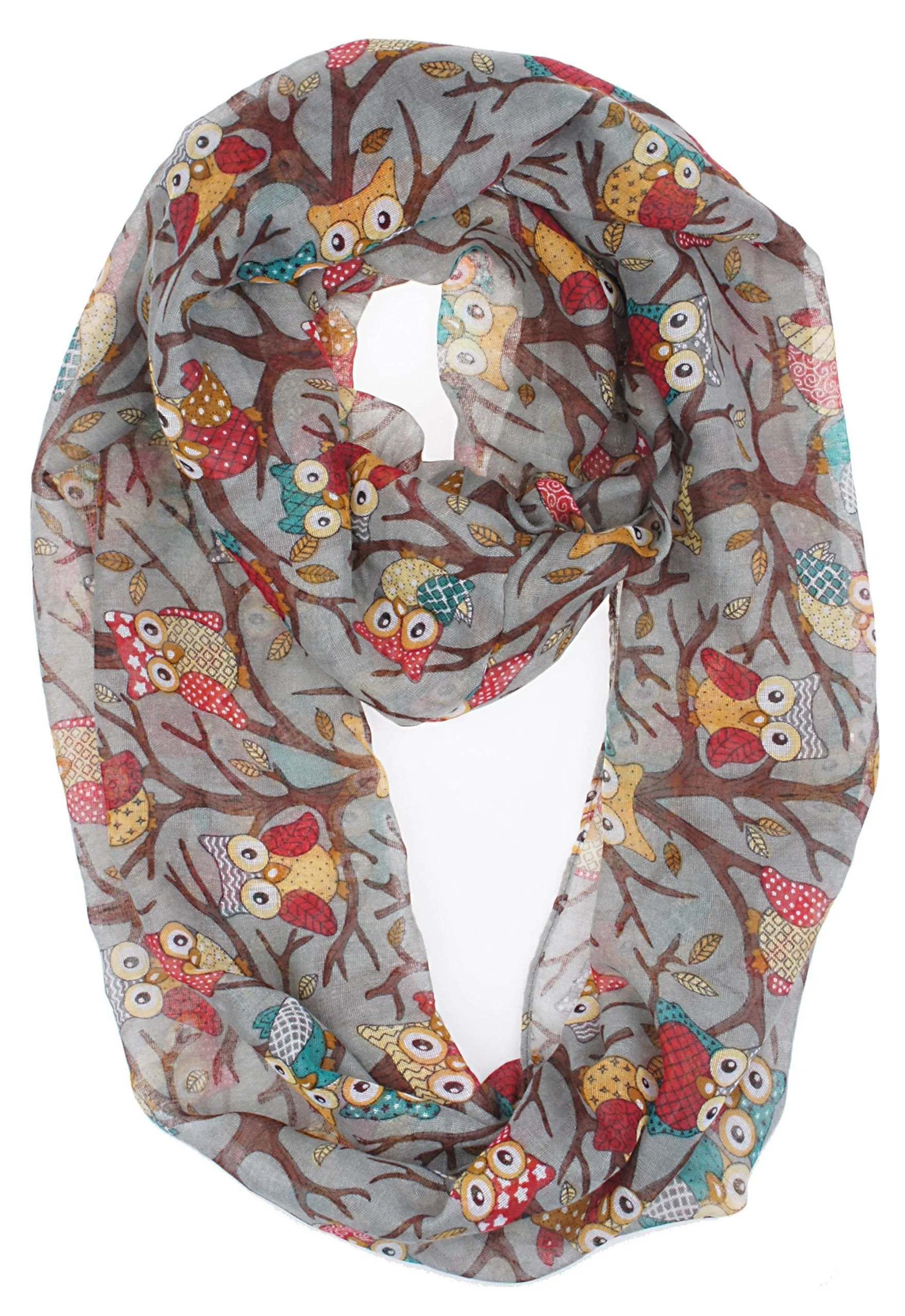 Soft Light Weight Cartoon Owl Sheer Scarf Shawl Wrap