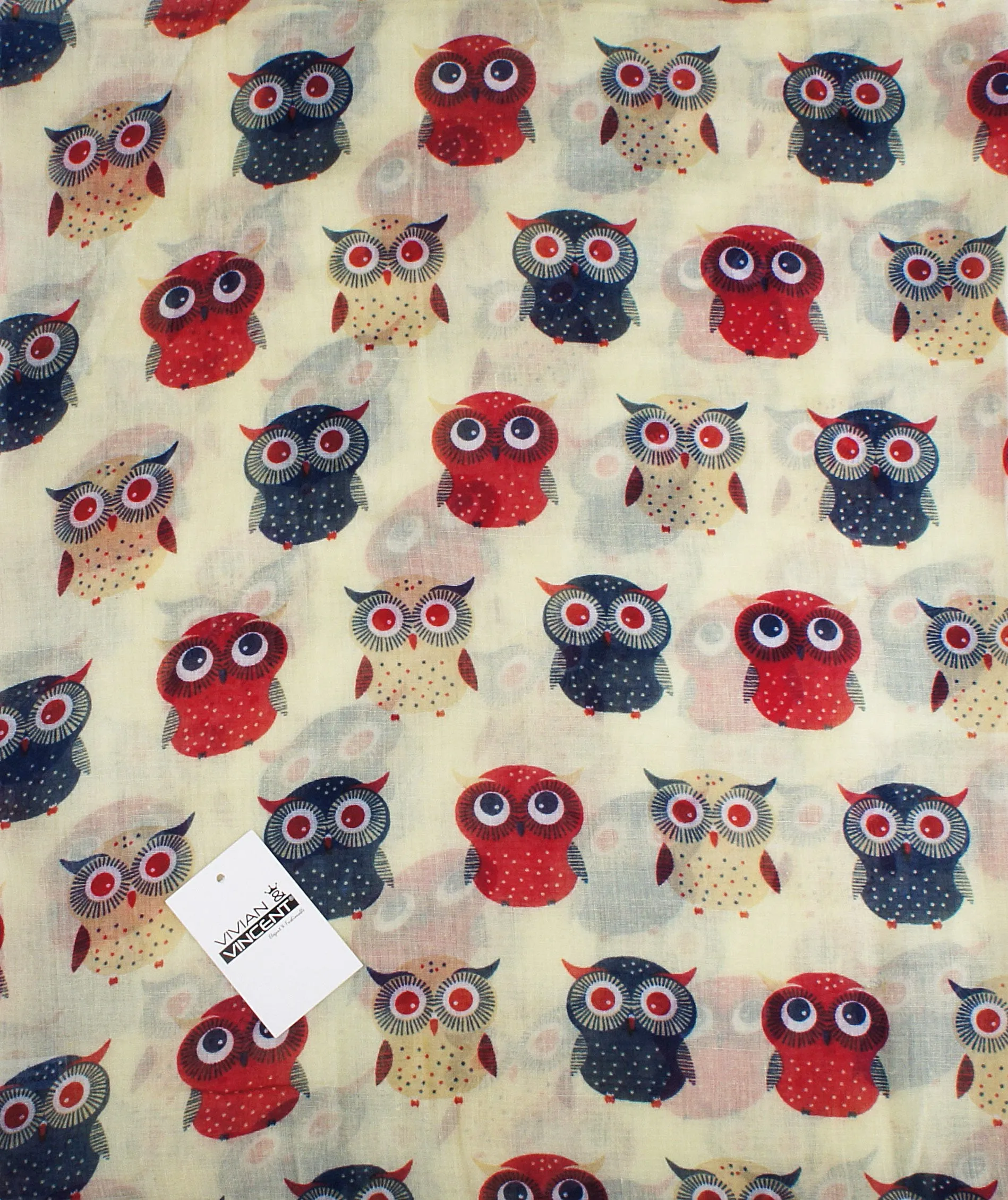 Soft Light Weight Cartoon Owl Sheer Scarf Shawl Wrap