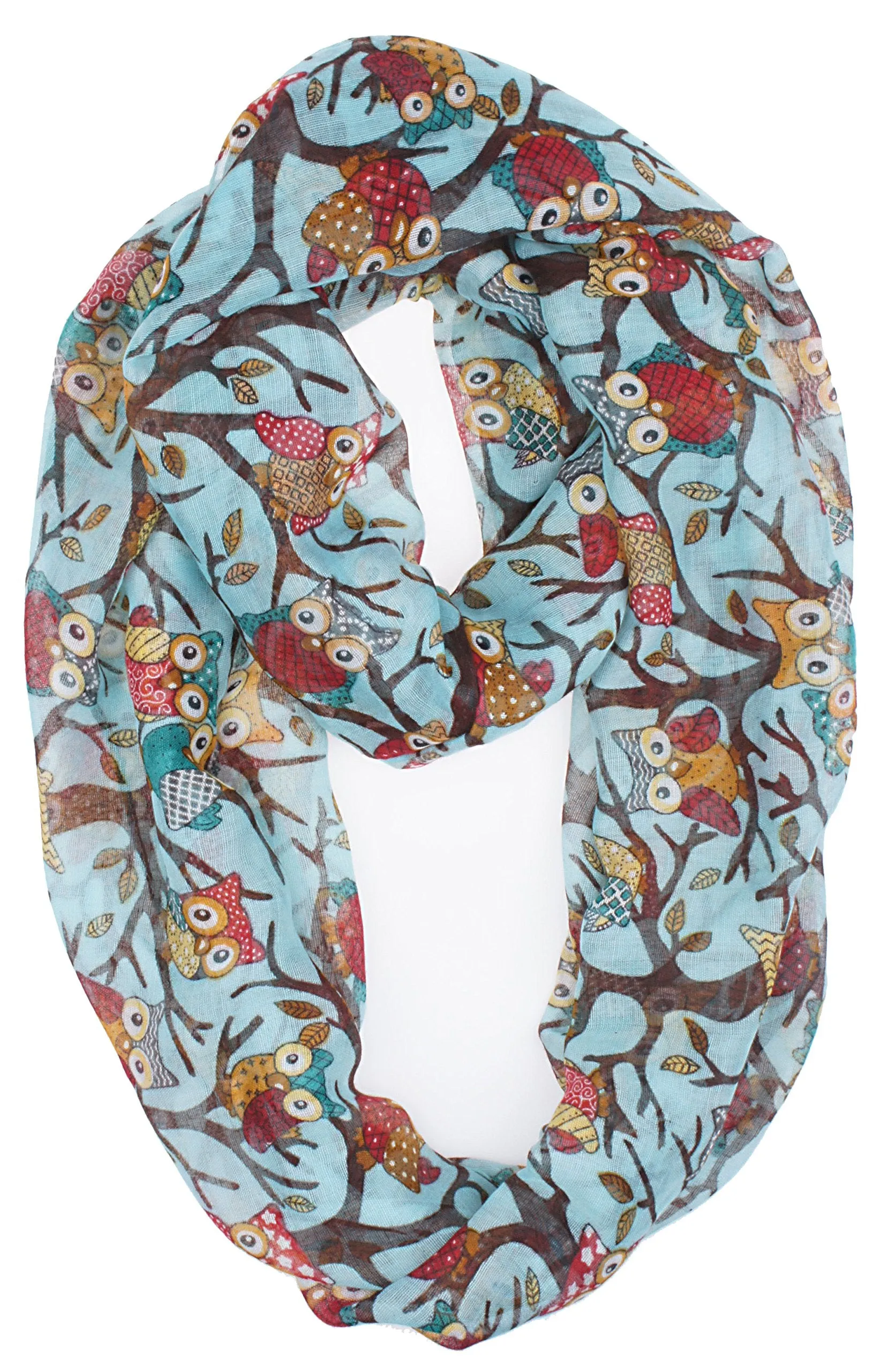 Soft Light Weight Cartoon Owl Sheer Scarf Shawl Wrap