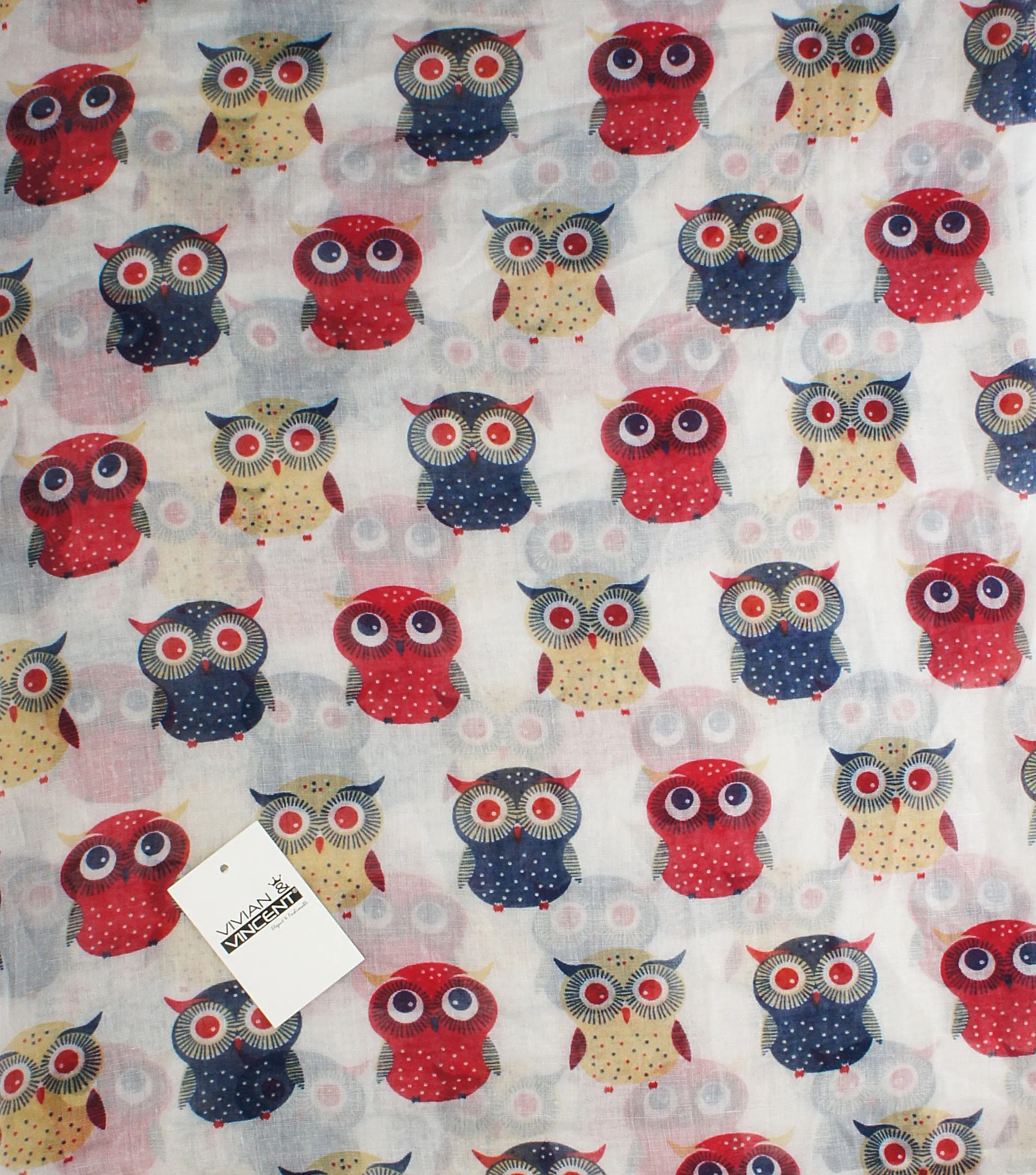 Soft Light Weight Cartoon Owl Sheer Scarf Shawl Wrap