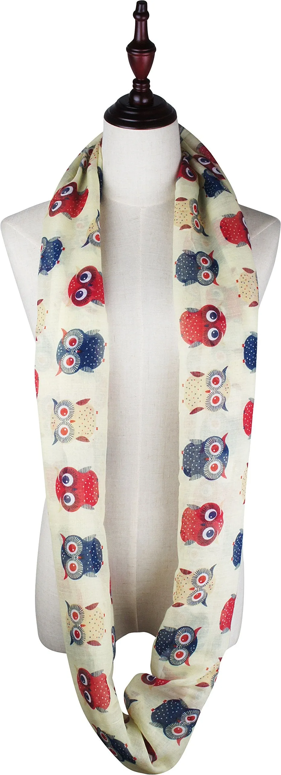 Soft Light Weight Cartoon Owl Sheer Scarf Shawl Wrap