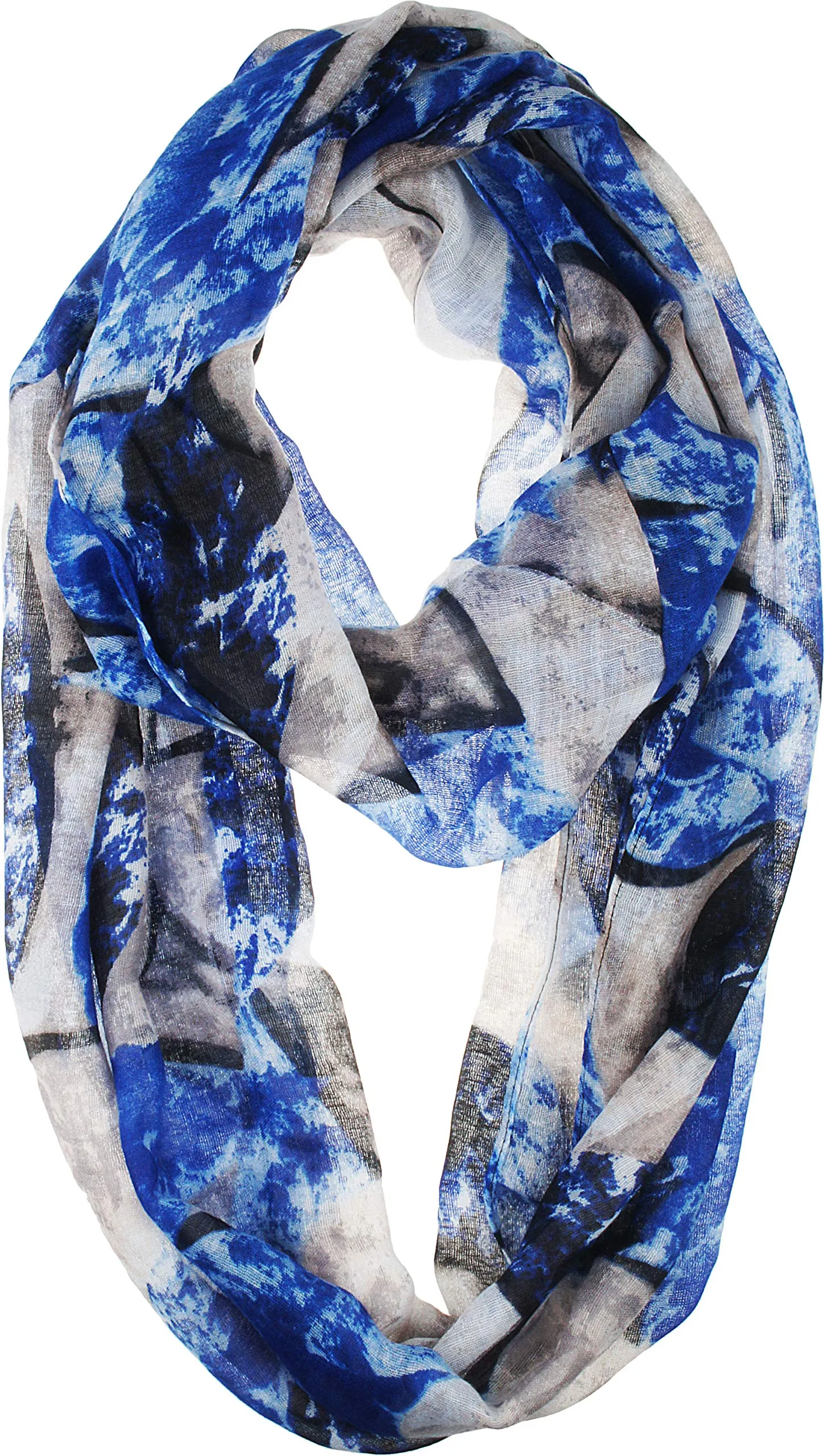 Soft Light Weight Elegant Leaf Print Sheer Infinity Scarf