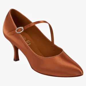 Supadance 1004 Ladies Ballroom Shoe Dark Tan Satin