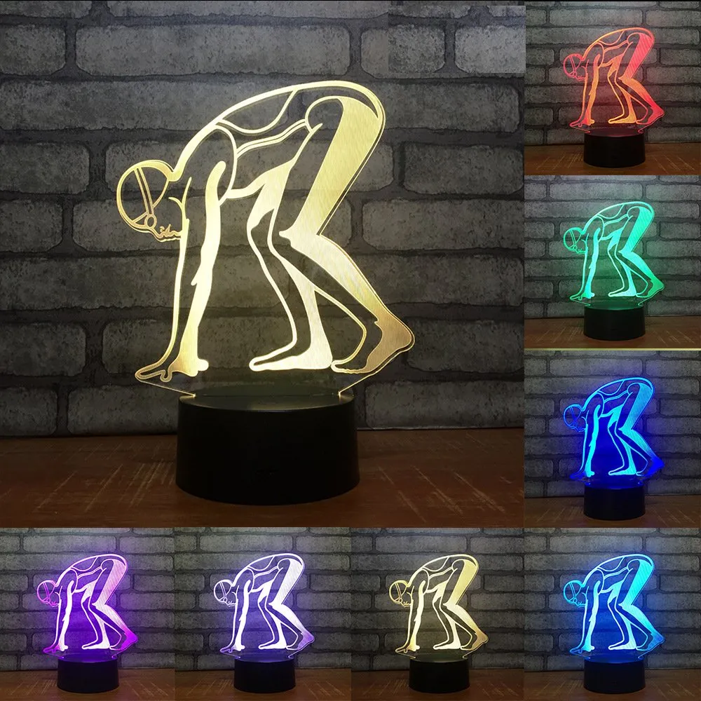 Swimmer on Starting Block 3D LED Night Light Lamp