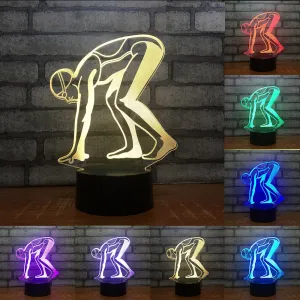 Swimmer on Starting Block 3D LED Night Light Lamp