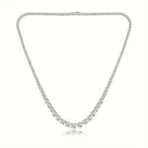 Tennis Necklace 18K Platinum Plated Graded 3.0-6.0mm Gradient Round Cut Cubic Zirconia Artificial Diamond Tennis Necklace Unisex