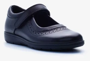 Term Star Black Leather Girls School Shoes