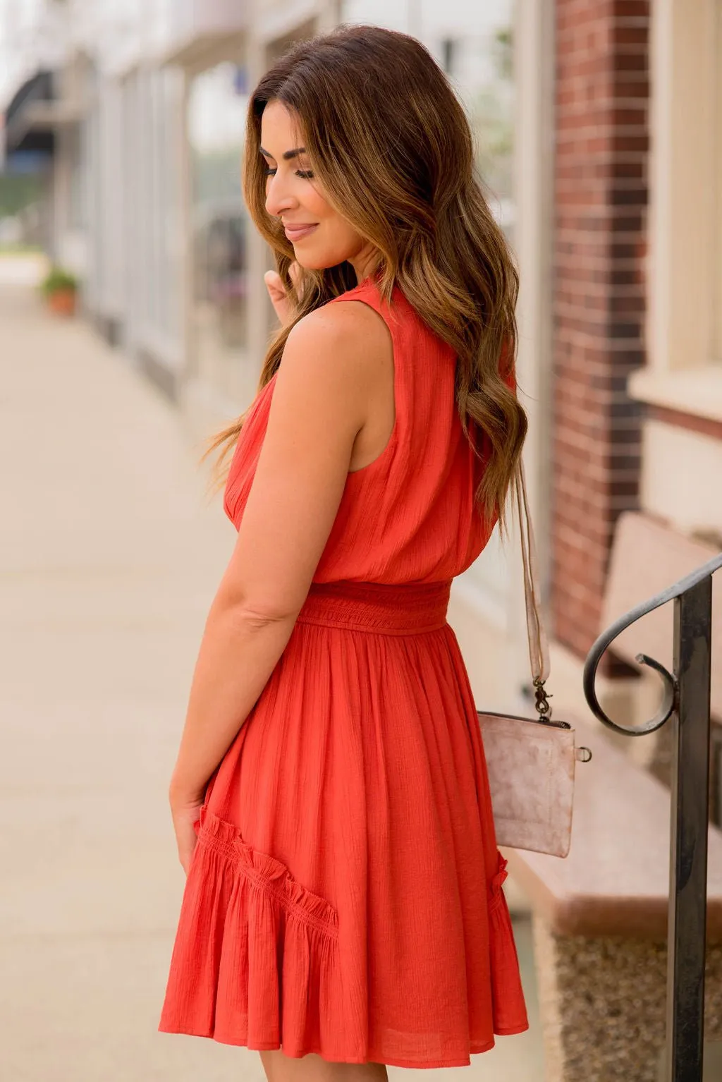 Textured Ruffle Accented Tank Dress