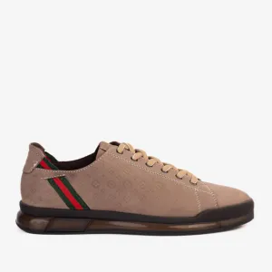 The Journey Beige Leather Men Sneaker