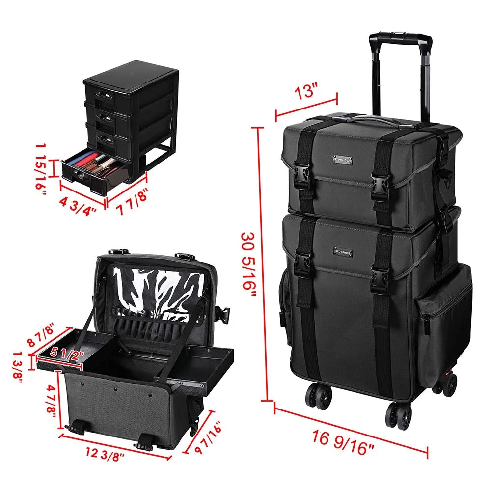 TheLAShop 2in1 Nylon Pro Rolling Makeup Case with Drawers(8)