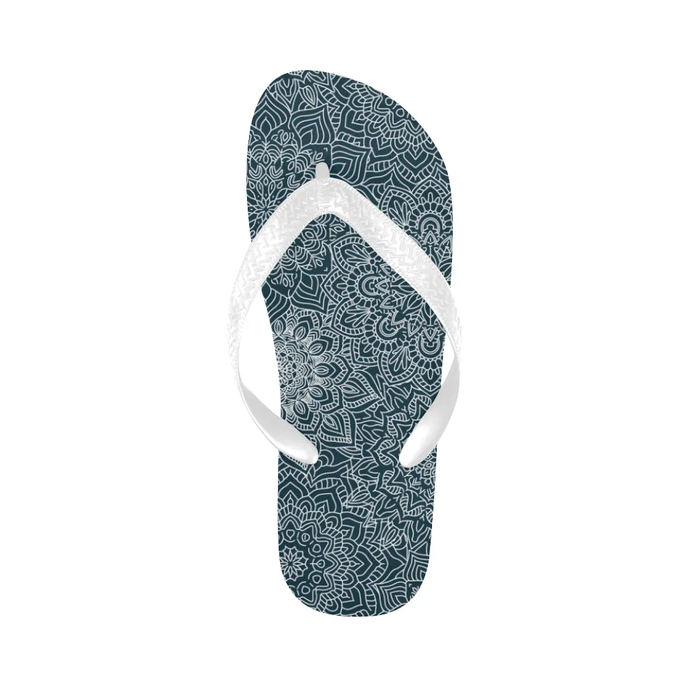 Unisex Coral Blue Mandala Print Flip Flops