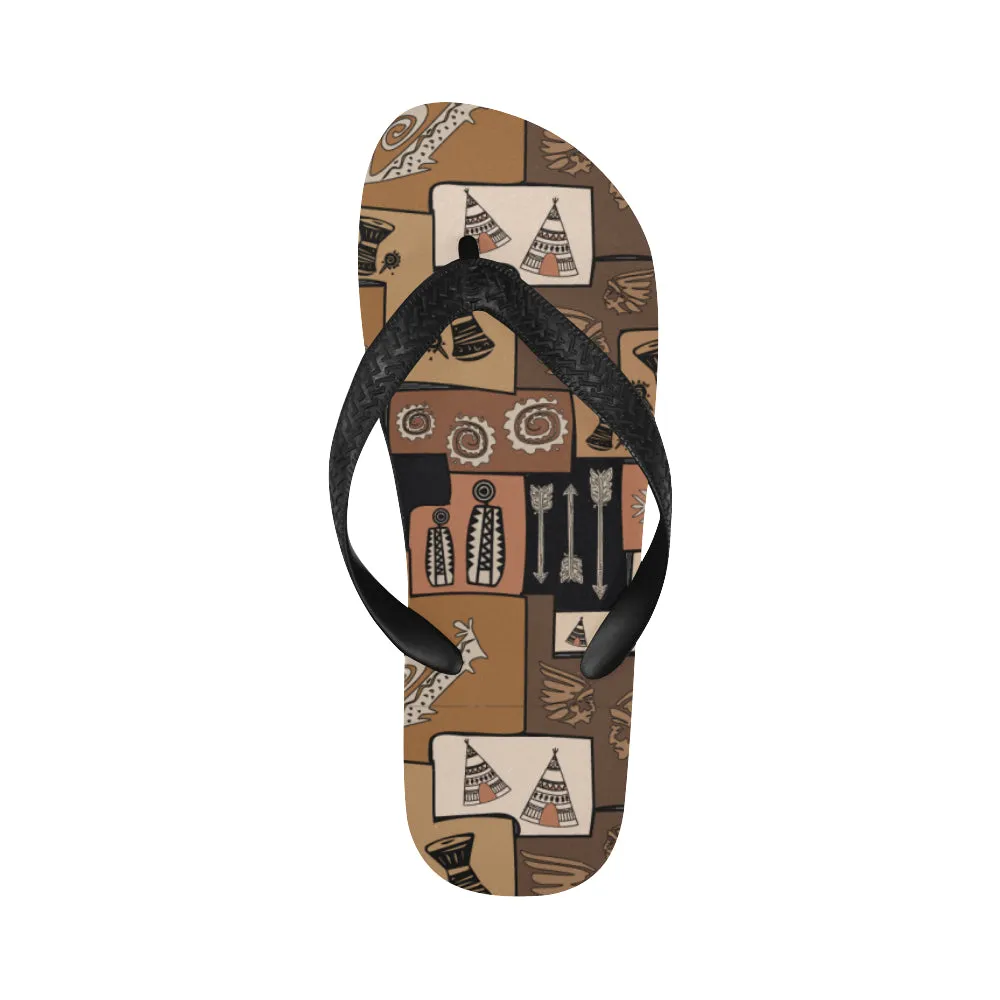 Unisex Earthy Blocks Tribal Print Flip Flops