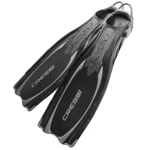 Used Cressi Reaction EBS Open Heel Dive Fins - Black / Silver, Size: Medium/Large - US M:9-10 / W:11-12