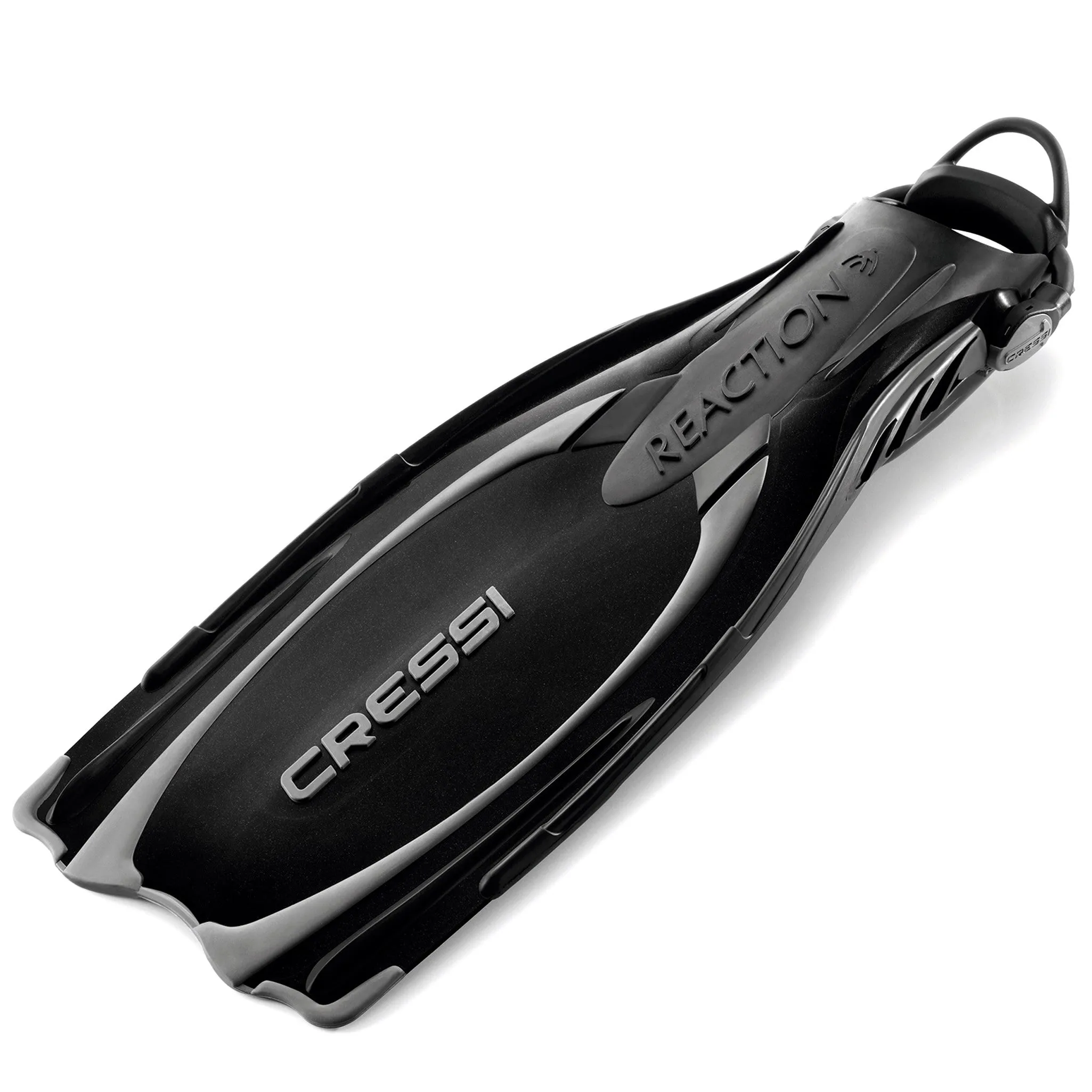 Used Cressi Reaction EBS Open Heel Dive Fins - Black / Silver, Size: Medium/Large - US M:9-10 / W:11-12