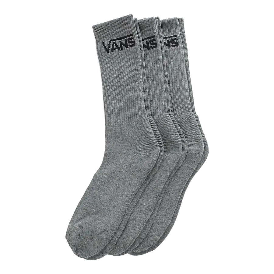 Vans Mens Classic Crew 3-Pack Socks - Heather Grey