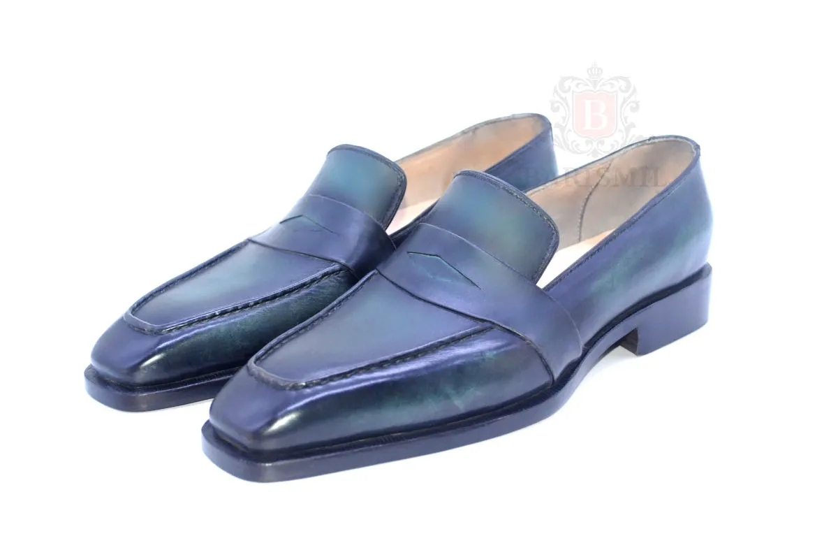 Venice - Green Patina Penny Loafers