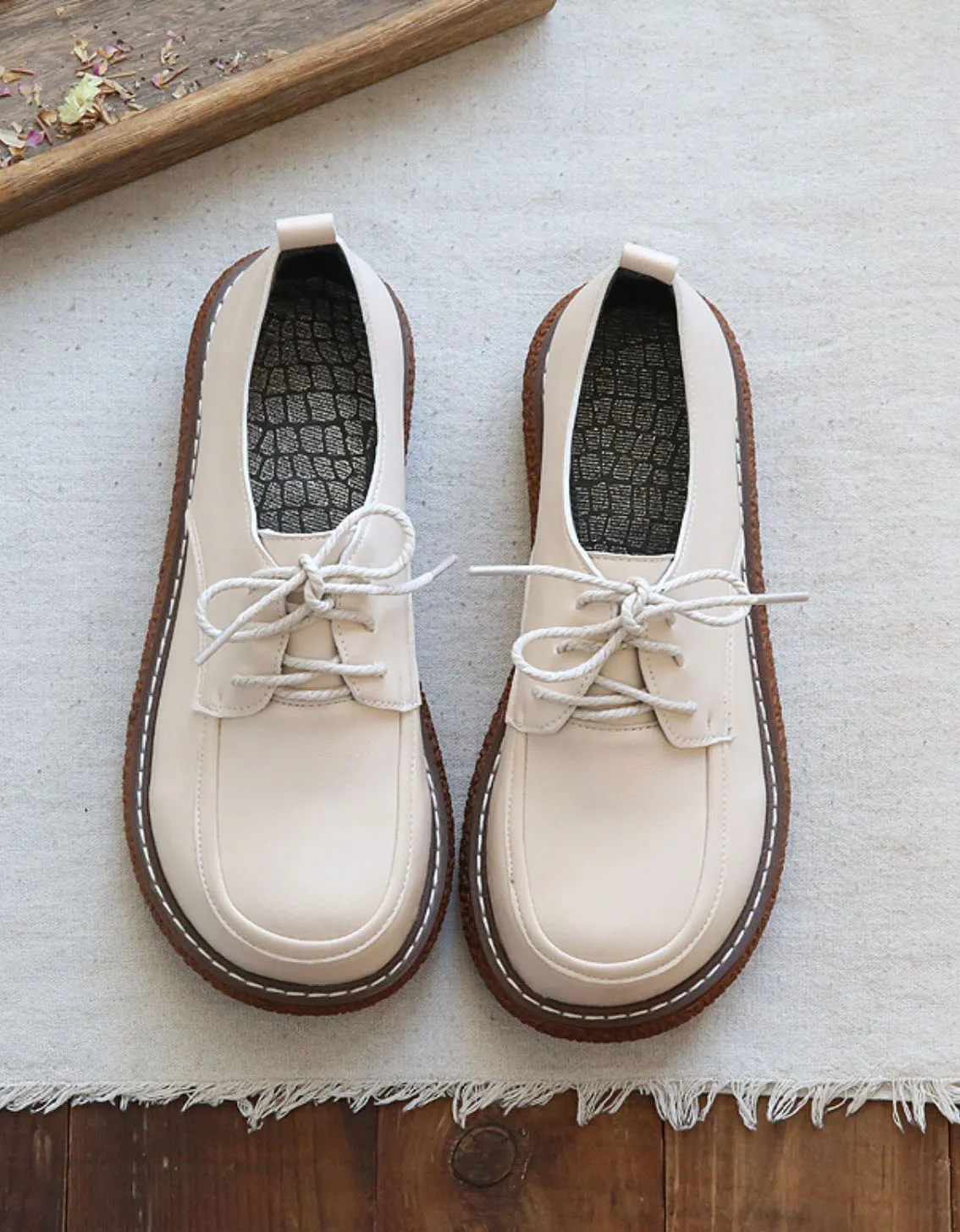 Wide Toe Box Lace-up Platform Loafers Shoes