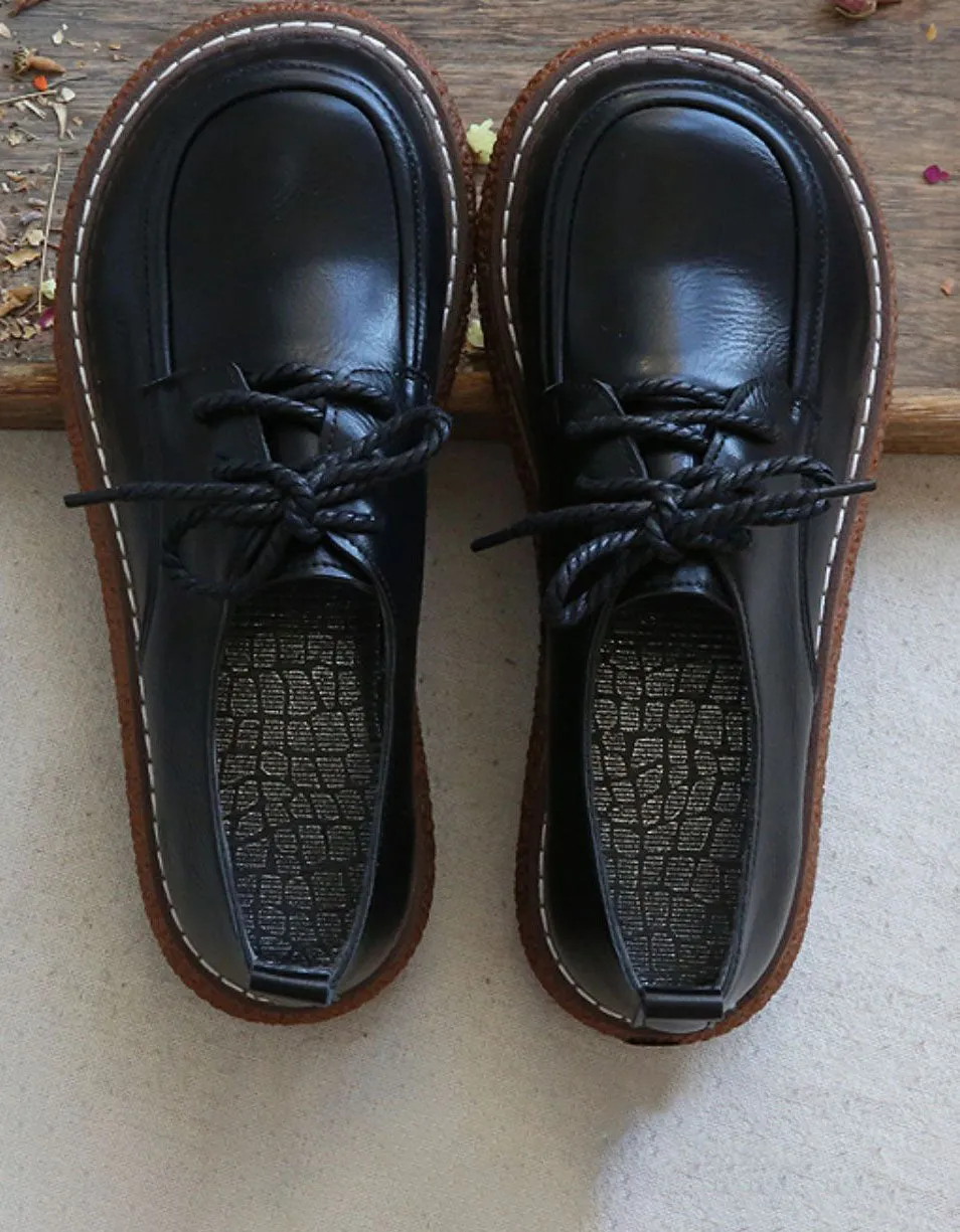 Wide Toe Box Lace-up Platform Loafers Shoes