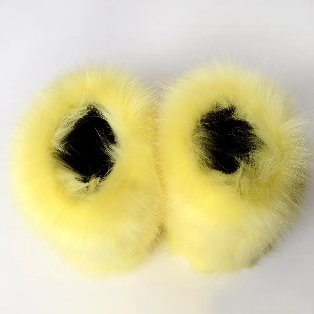 Women faux fur winter mid calf flat snow boots