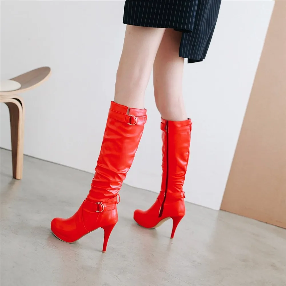 Women knee-high Boots Thin High Heels Winter