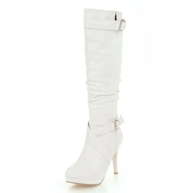 Women knee-high Boots Thin High Heels Winter