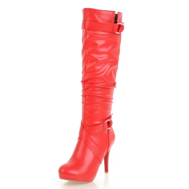 Women knee-high Boots Thin High Heels Winter