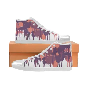 Women's Big Size Purple Graffiti Paint Splatter Print Canvas High Top Shoes