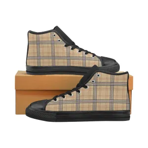 Women's Vintage Plaids Checkers Print High Top Canvas Shoes