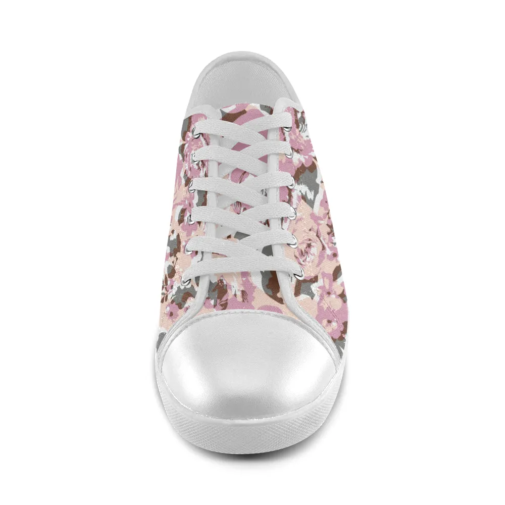 Women's Vintage Rose Floral Print Canvas Low Top Shoes