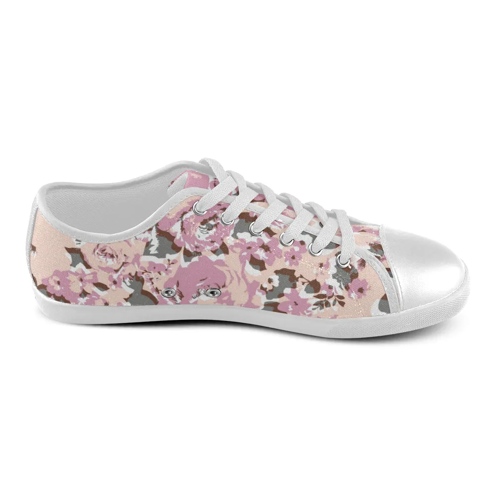 Women's Vintage Rose Floral Print Canvas Low Top Shoes