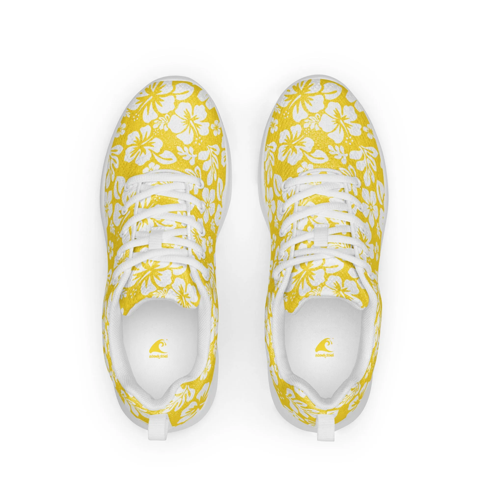 Women’s Yellow and White Hawaiian Flowers Athletic Shoes