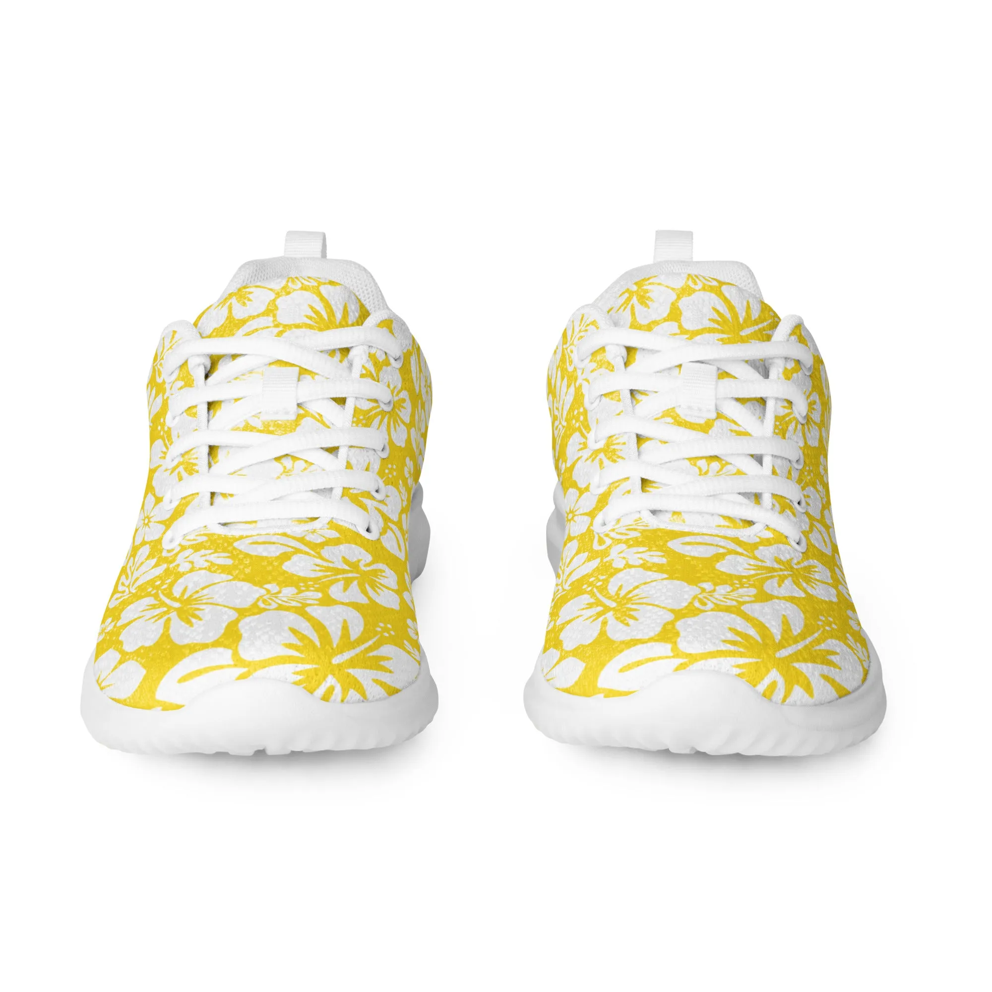 Women’s Yellow and White Hawaiian Flowers Athletic Shoes