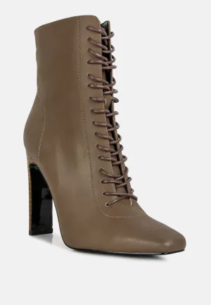 WYNDHAM Olive Brown Lace Up Leather Ankle Boots